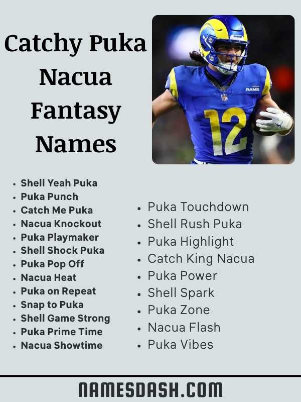 Catchy Puka Nacua Fantasy Names