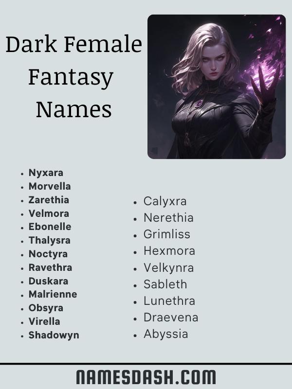 Dark Female Fantasy Names