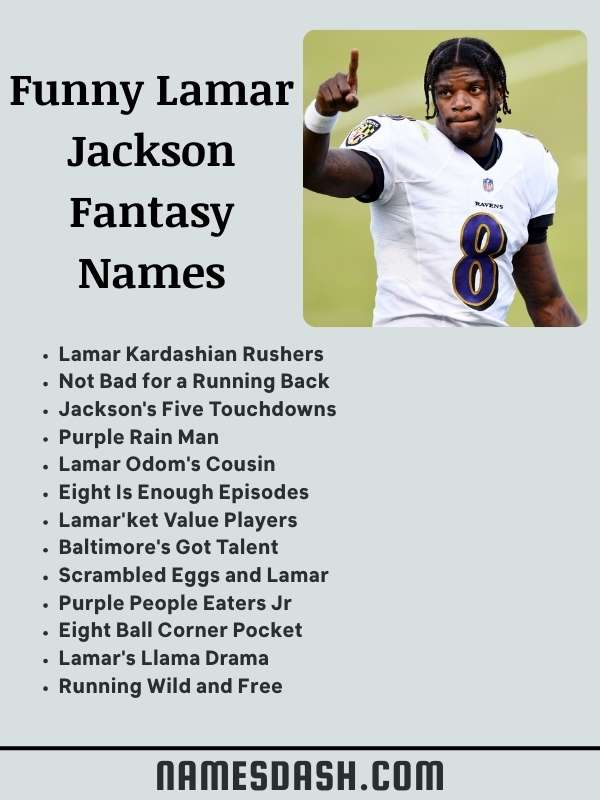 Funny Lamar Jackson Fantasy Names