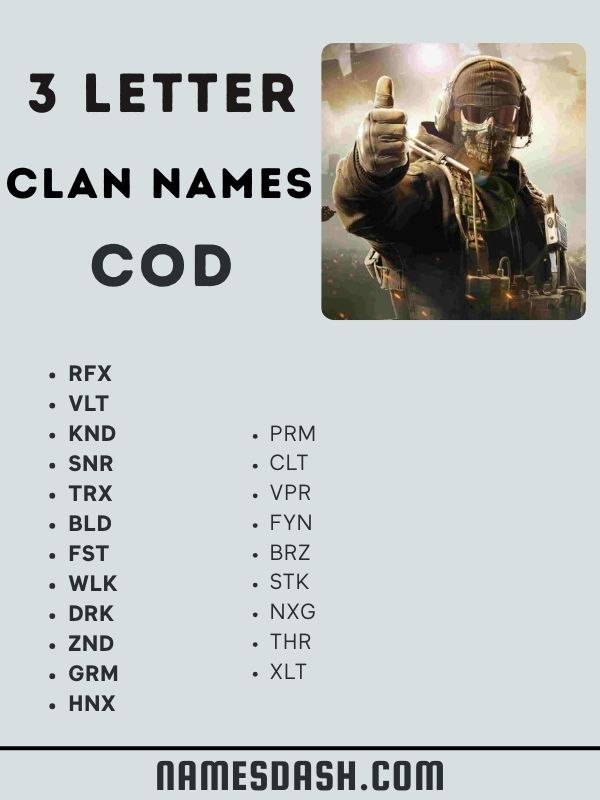 3 Letter Clan Names COD