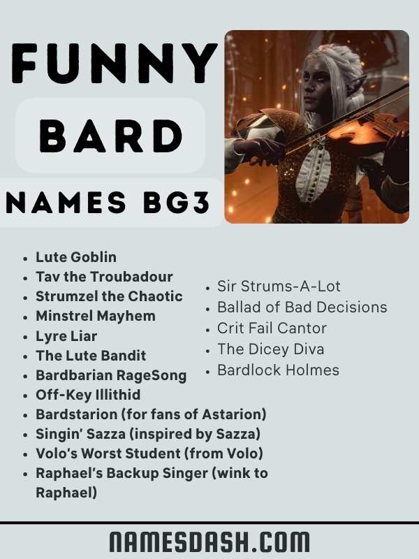 Funny Bard Names BG3