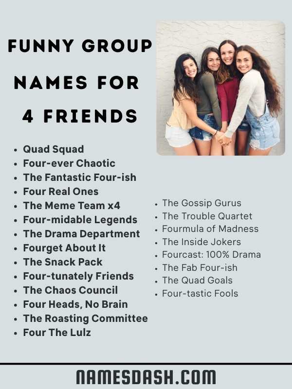 Funny Group Names for 4 Friends