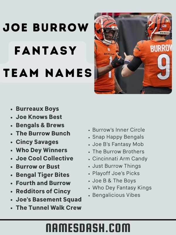 Joe Burrow Fantasy Team Names