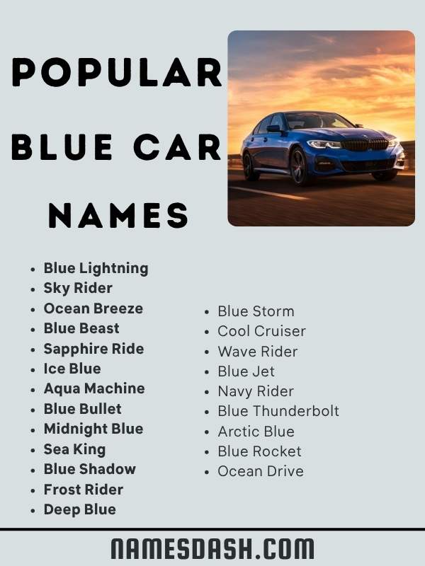 Popular Blue Car Names